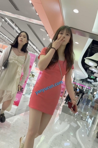 trump1359【KFC】学生妹和闺蜜逛街·粉色包臀裙白色骚窄内前后CD够骚